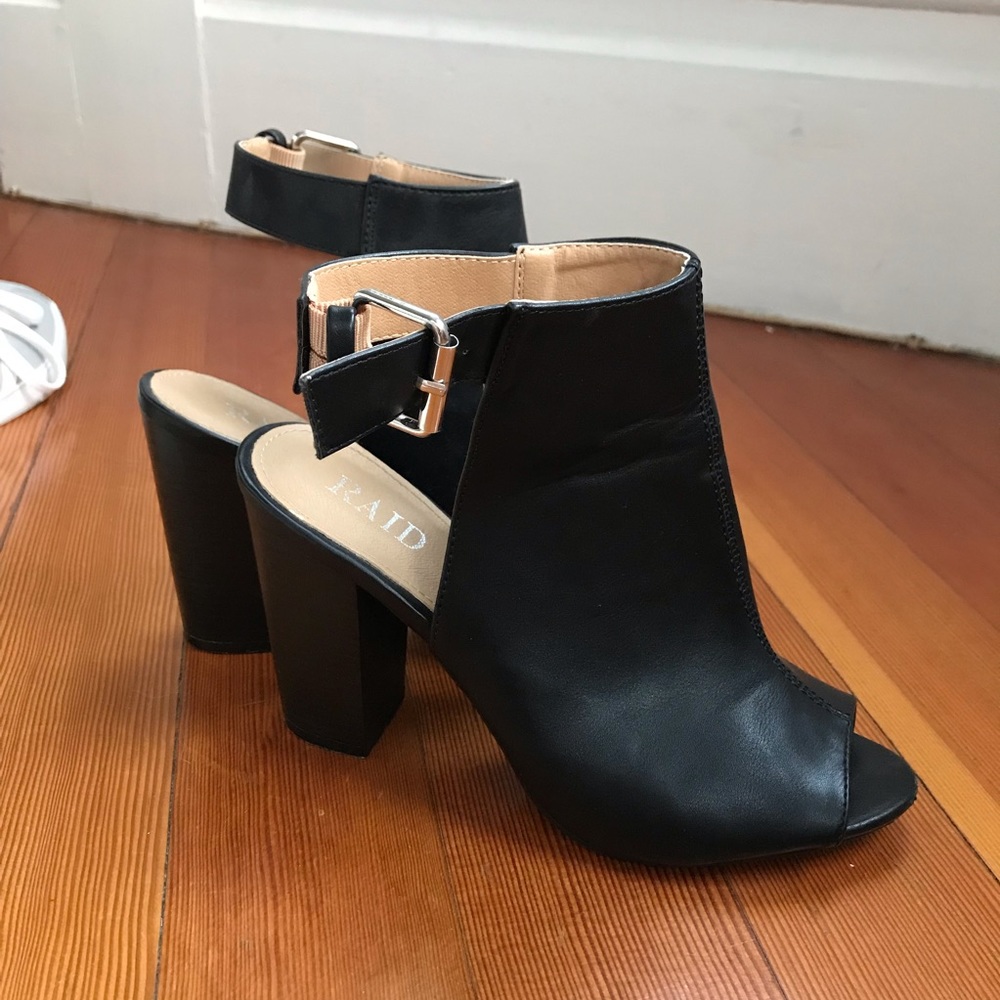 Black peep toe booties